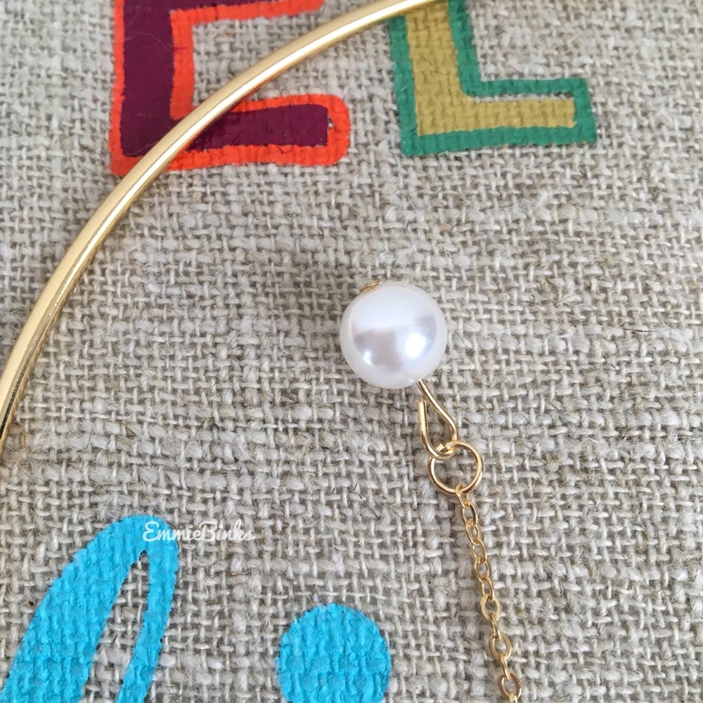 💥3for$28 New Faux Pearl Open Cuff Heart Necklace Drop Pearl Statement Necklace - Picture 11 of 15
